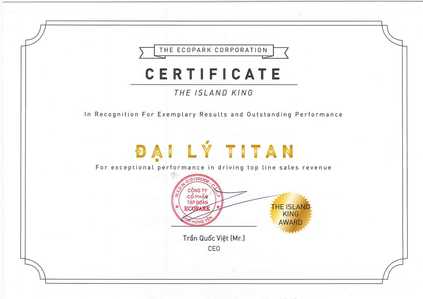 Những giải thưởng danh giá của Titan Luxury tại Ecopark - Ảnh 2.