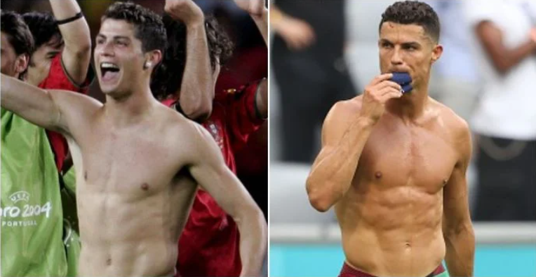 Choáng với màn lột xác ngoạn mục của Ronaldo sau 17 năm: Anh chàng từng bị chê gầy nhẳng giờ đã có 6 múi sầu riêng &quot;thơm phức&quot; - Ảnh 2.