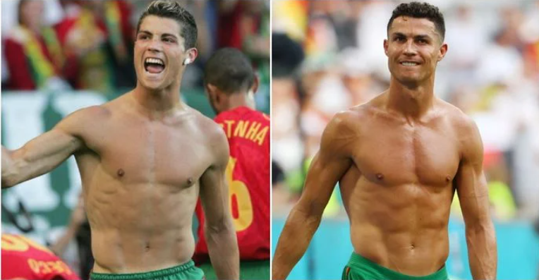 Choáng với màn lột xác ngoạn mục của Ronaldo sau 17 năm: Anh chàng từng bị chê gầy nhẳng giờ đã có 6 múi sầu riêng &quot;thơm phức&quot; - Ảnh 1.