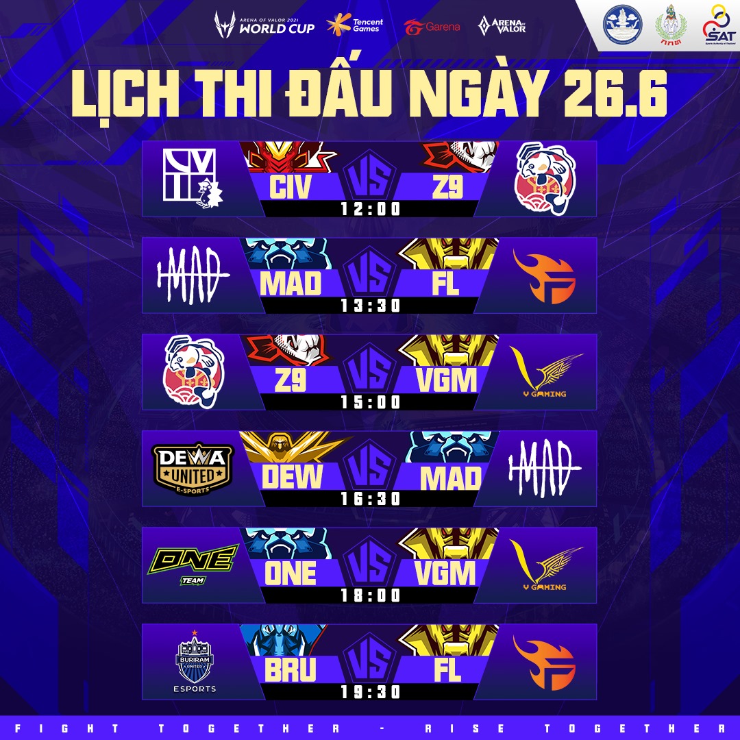 Lịch thi đấu chiều 25/6