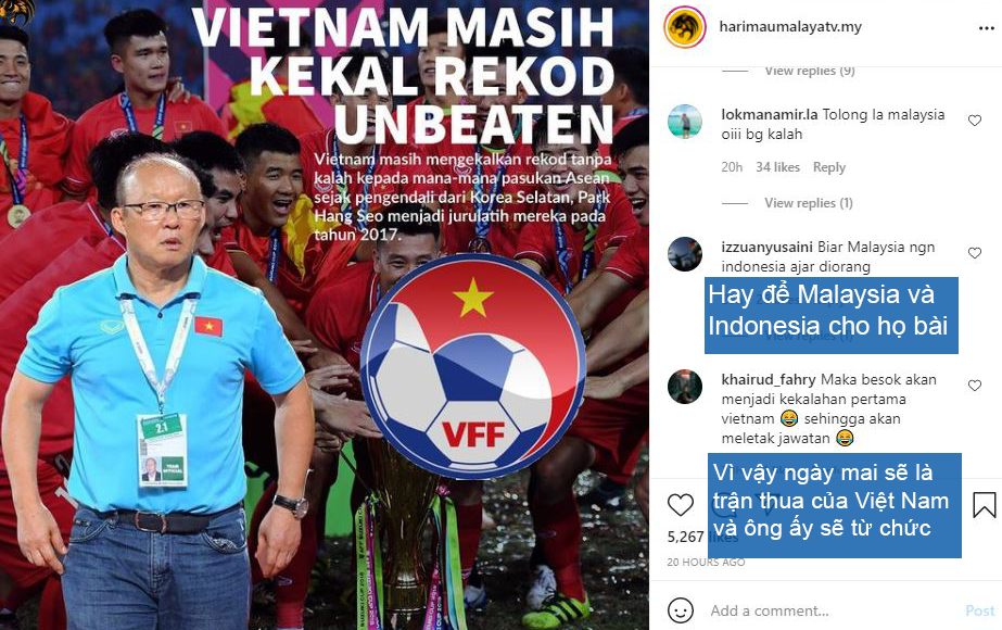 Fan Malaysia cổ vũ Indonesia chiến thắng để thầy Park khăn gối về nước theo &quot;fake news&quot; - Ảnh 2.