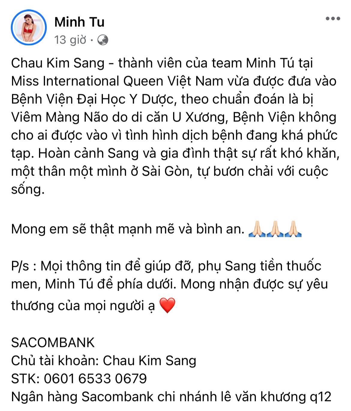 Hoàng Thuỳ hé lộ tình trạng nguy hiểm của Chau Kim Sang khi bị viêm màng não, hiếm hoi nhắc đến Minh Tú sau tin đồn “cạch mặt” - Ảnh 5.