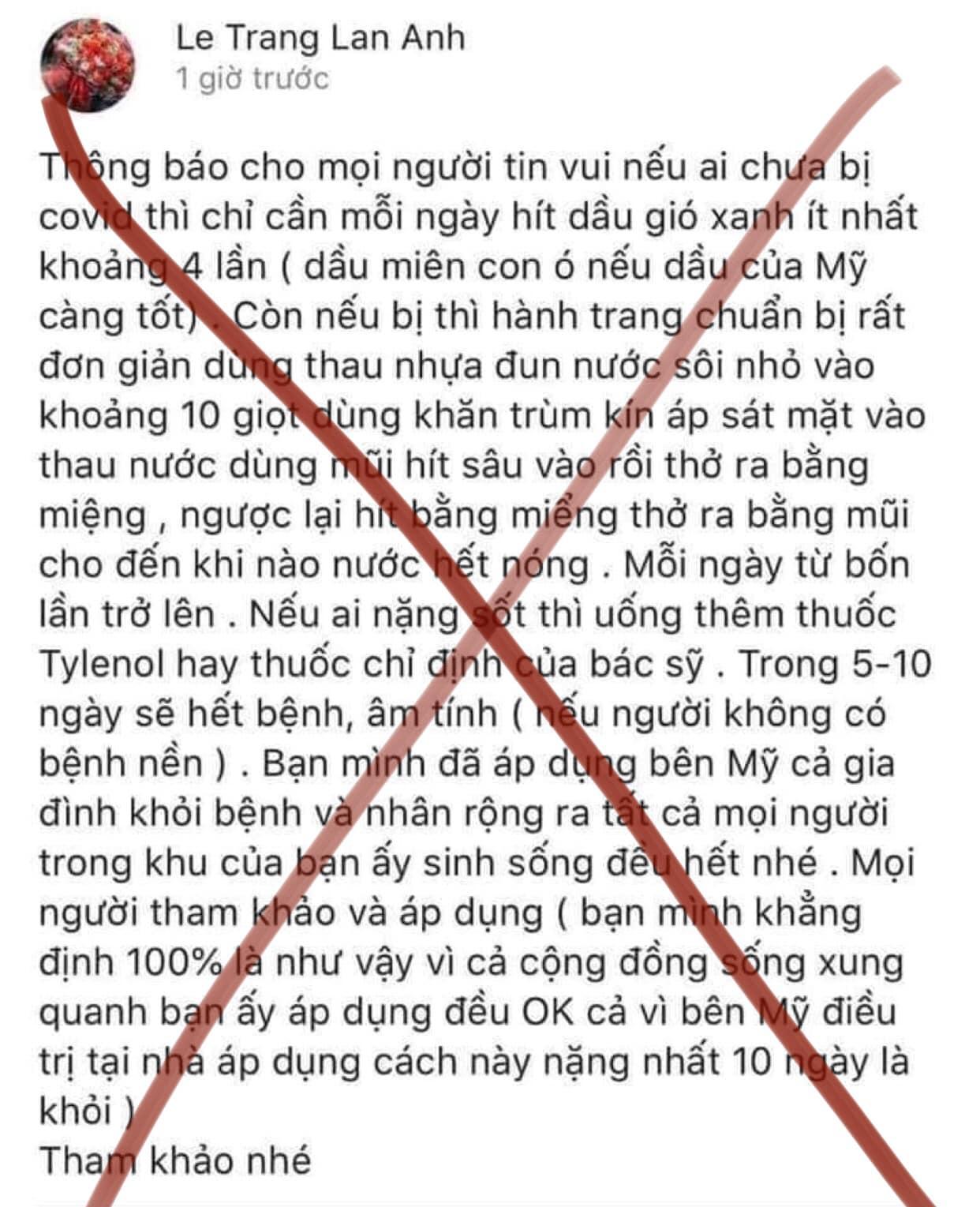 Tin đồn hít dầu gió trị khỏi bệnh COVID-19: Tôi xin chúc mừng gia đình ấy, nhưng không có sự thần kỳ nào ở đây cả! - Ảnh 1.