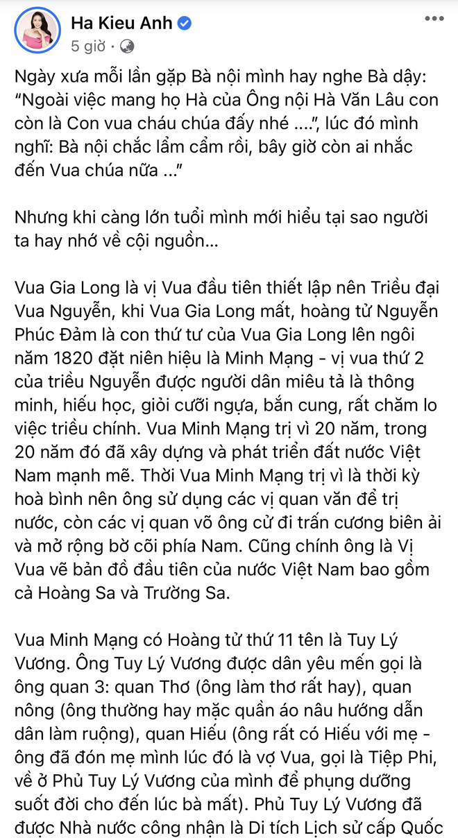 Hoa hậu Hà Kiều Anh xin lỗi, khẳng định chưa từng nhận là Công chúa đời thứ 7 triều Nguyễn - Ảnh 1.