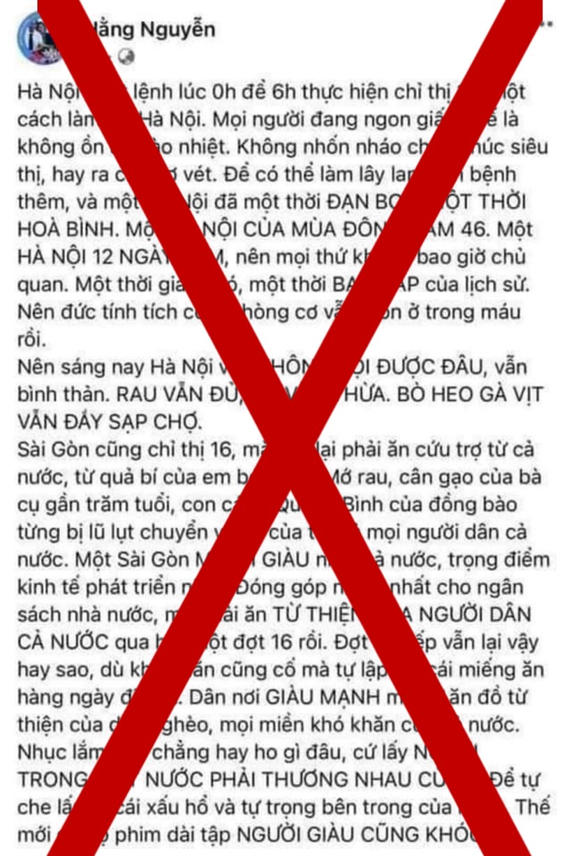 Người phụ nữ đăng bài nói &quot;TP.HCM là nơi giàu mạnh mà ăn đồ từ thiện của dân nghèo&quot; bị mời lên làm việc - Ảnh 1.