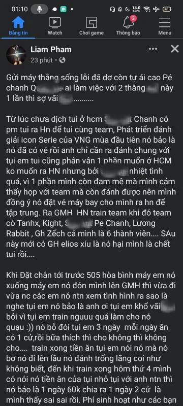 Anh trai Zeros tố ông chủ Gaming House và Bé Chanh &quot;hứa mồm&quot;, nợ lương tiền thủ - Ảnh 1.