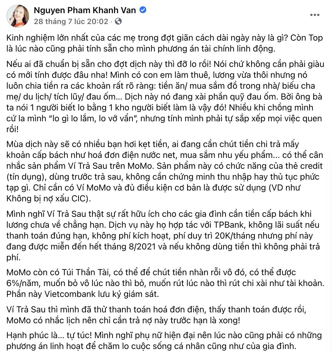 Khánh Vân PR mách nhỏ các ‘nóc nhà’ phương án tài chính linh động mùa dịch - Ảnh 2.