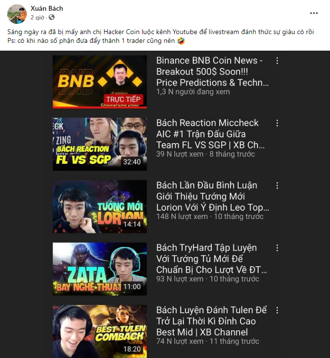 FL.XB bị hack kênh Youtube gần 500.000 người theo dõi - Ảnh 1.