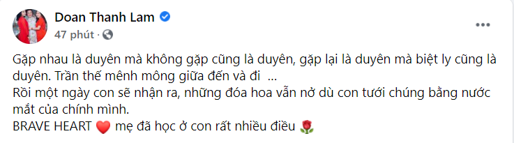 Sau bài đăng ẩn ý, Thanh Lam tiếp tục chia sẻ lời nhắn xúc động tới con gái - Ảnh 2.