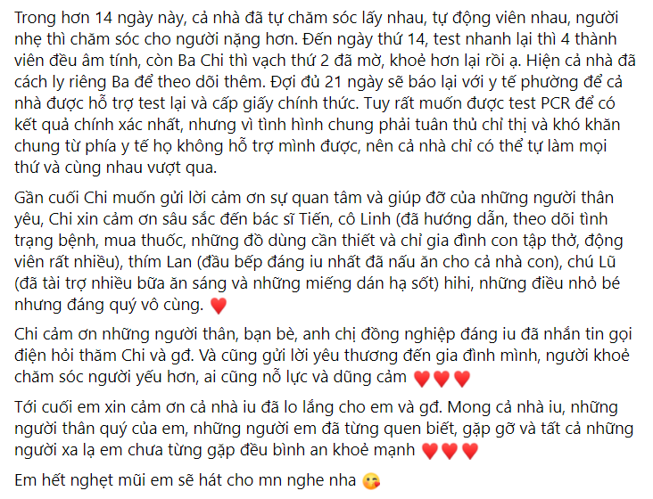 Cô ruột vừa qua đời chưa lâu, Phương Mỹ Chi và gia đình đã nhiễm Covid-19 - Ảnh 4.