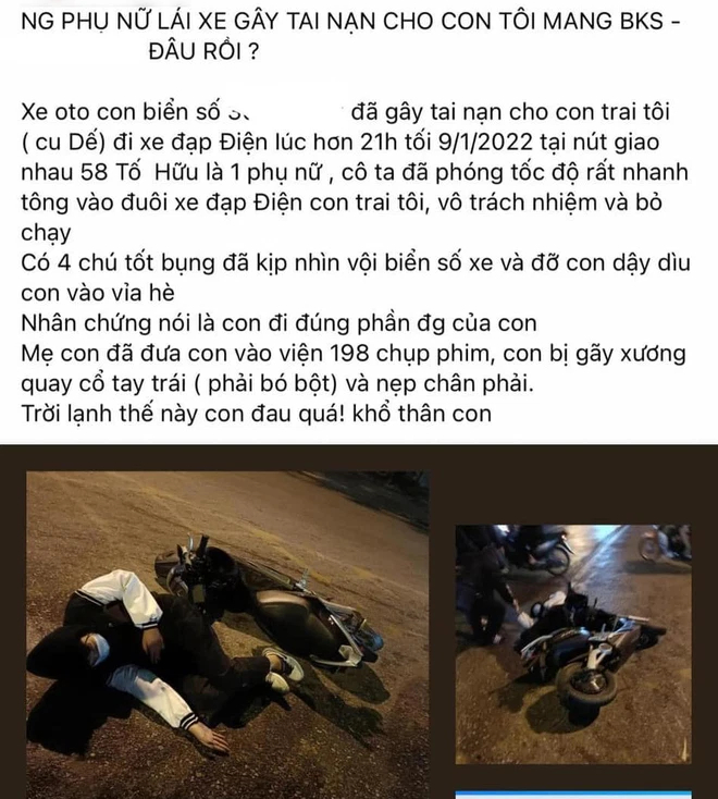 Con trai gặp tai nạn gãy xương nằm trên đường, nghệ sĩ Thu Quế bức xúc tìm kẻ gây tai nạn - Ảnh 1.