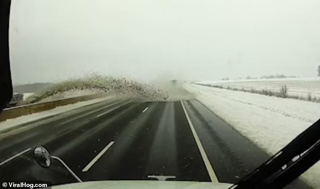 “Vòi rồng băng tuyết” bất ngờ xuất hiện trên cao tốc, gây tai nạn liên hoàn, 40 xe hư hỏng - Ảnh 1.
