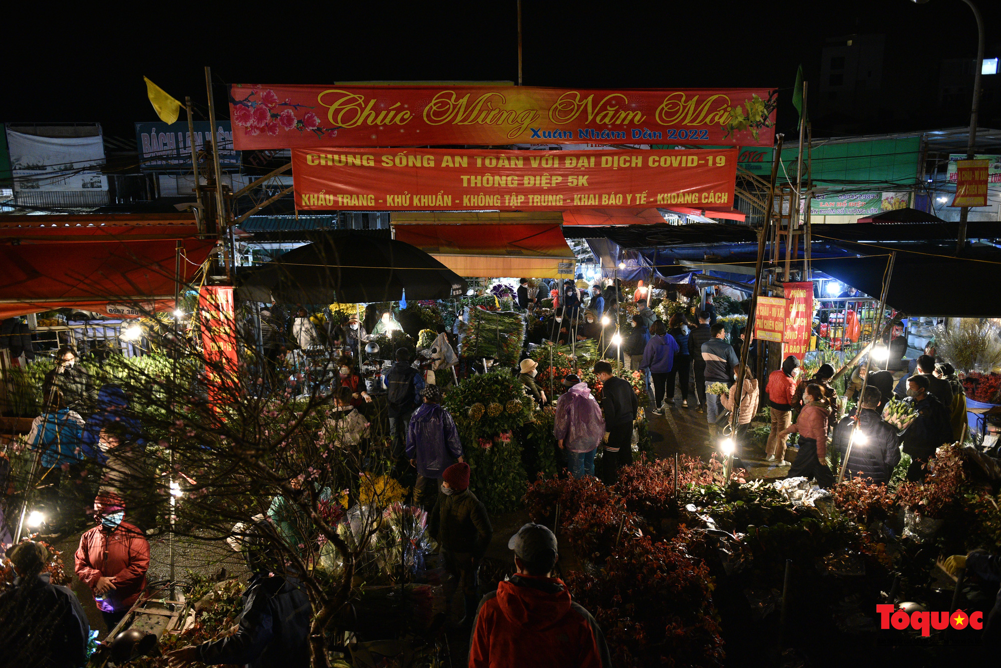 Chợ hoa đêm lớn nhất Hà Nội rộn ràng ngày cận Tết - Ảnh 2.