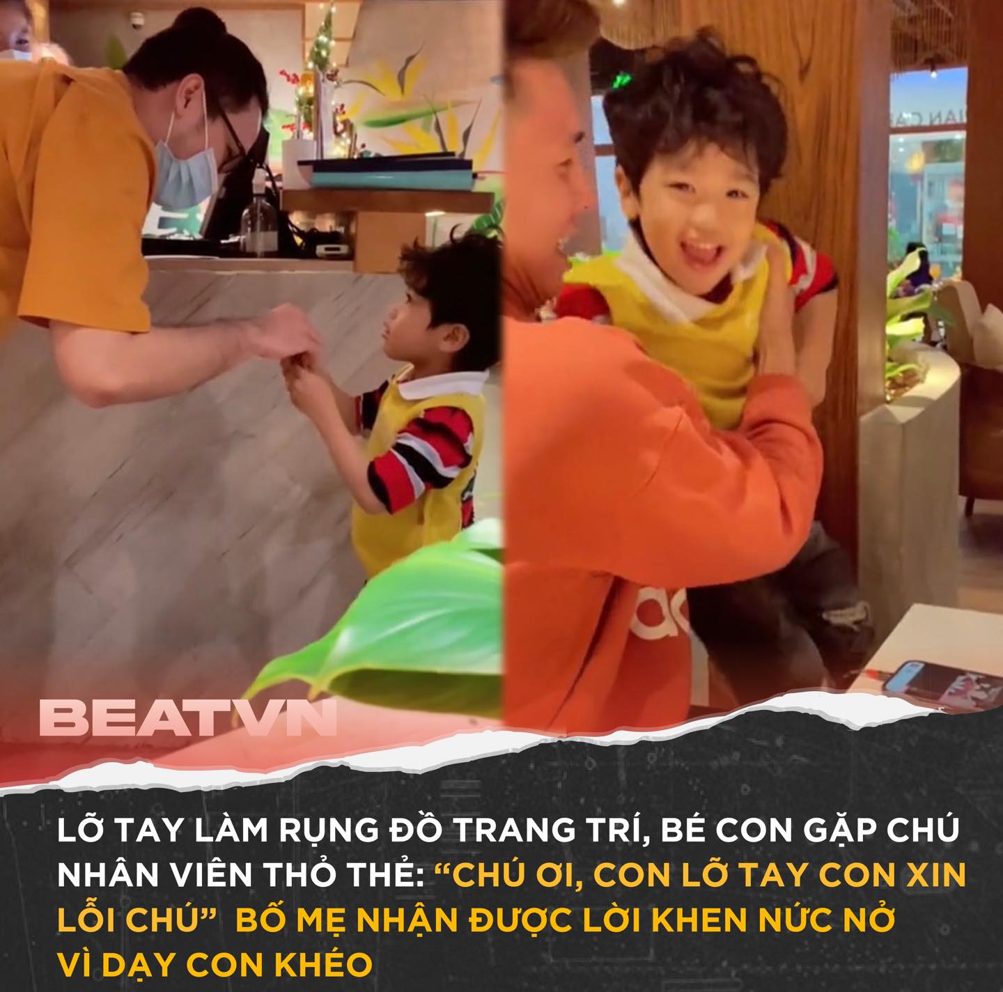 Lỡ tay làm hỏng đồ của cửa hàng, bé trai nói một câu với nhân viên khiến bố mẹ được khen nức nở - Ảnh 1.