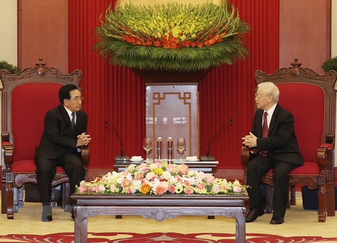 Tổng Bí thư Nguyễn Phú Trọng tiếp Thủ tướng Lào Phankham Viphavanh - Ảnh 3.