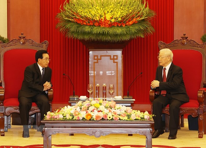 Tổng Bí thư Nguyễn Phú Trọng tiếp Thủ tướng Lào Phankham Viphavanh - Ảnh 5.