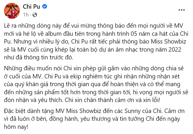 Chi Pu huỷ loạt dự án âm nhạc cuối năm 2022: &quot;Nghiêm túc ghi nhận những nhận xét trong thời gian qua&quot; - Ảnh 5.