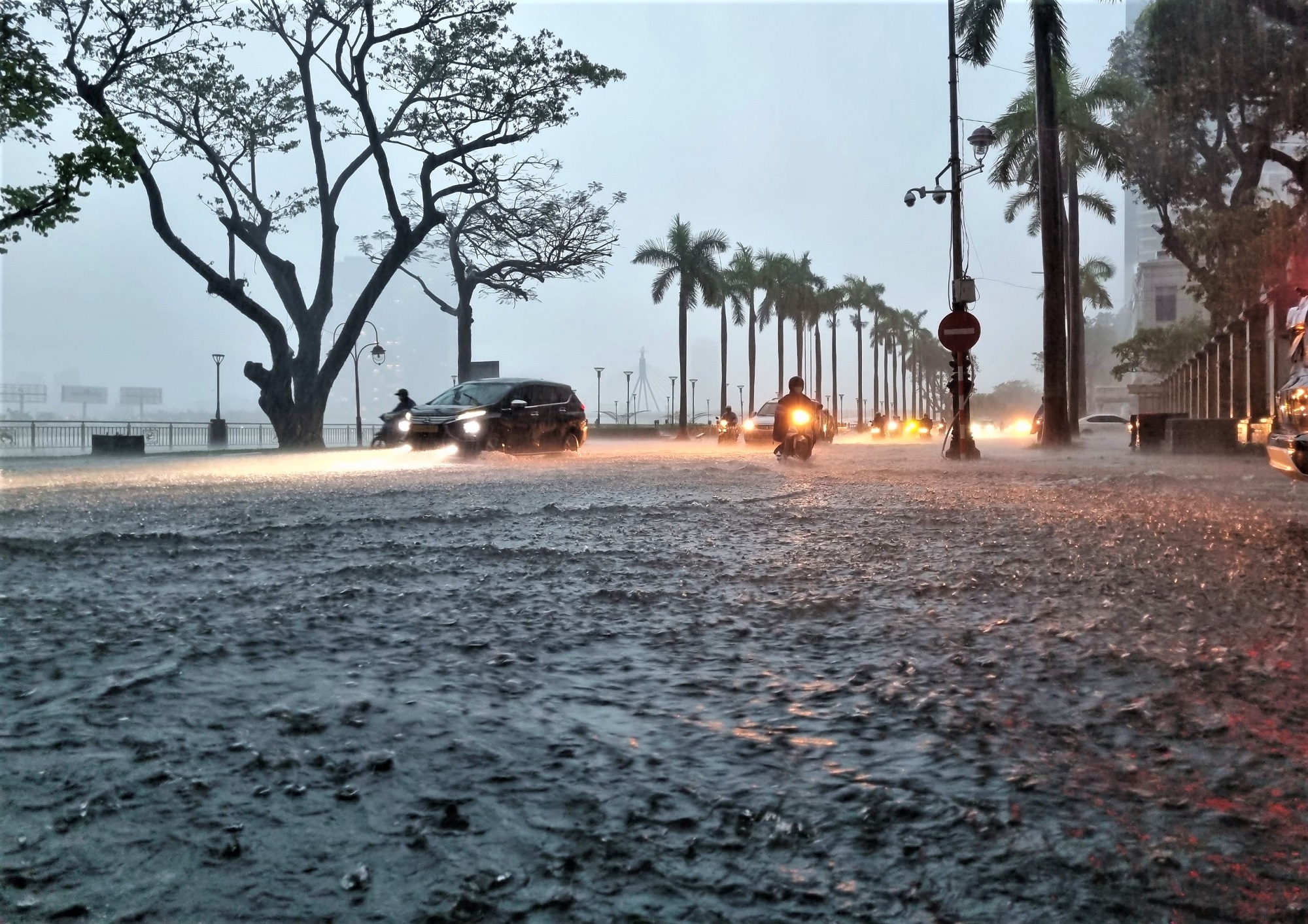 Clip, ảnh: Đường phố Đà Nẵng thành sông sau mưa, người dân dắt xe bì bõm về nhà - Ảnh 13.
