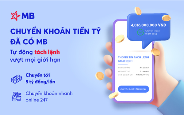 MB ra mắt tính năng chuyển khoản &quot;Tách lệnh tự động&quot; trên App MBBank - Ảnh 1.