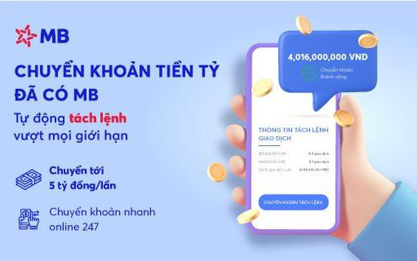 Chuyển khoản số tiền lớn nhanh chóng với tính năng &quot;Tách lệnh tự động&quot; trên App MBBank - Ảnh 1.