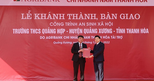 Agribank tài trợ 100% kinh phí xây dựng trường THCS Quảng Hợp, Thanh Hóa - Ảnh 1.