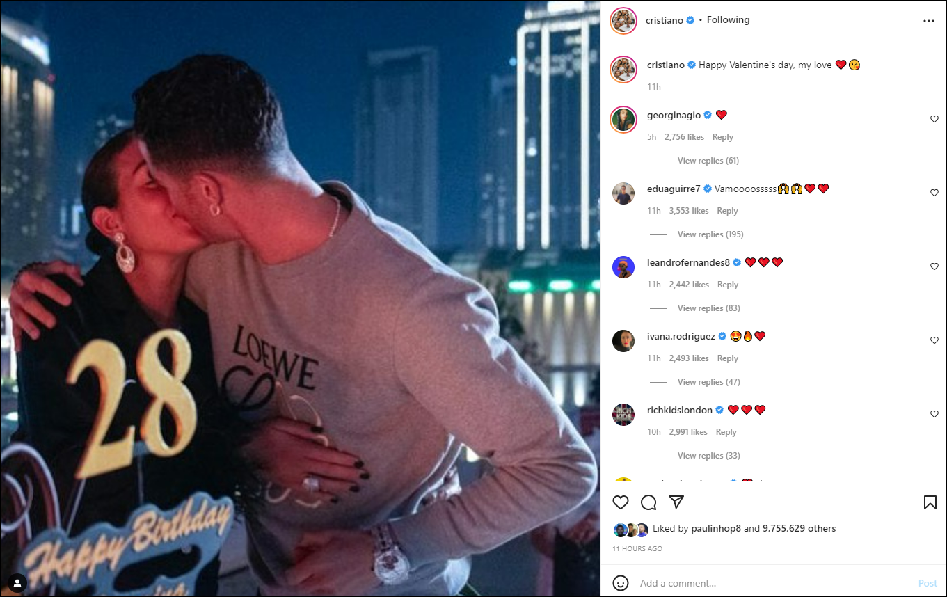 Ronaldo và các sao bóng đá đón ngày Valentine như thế nào? - Ảnh 1.