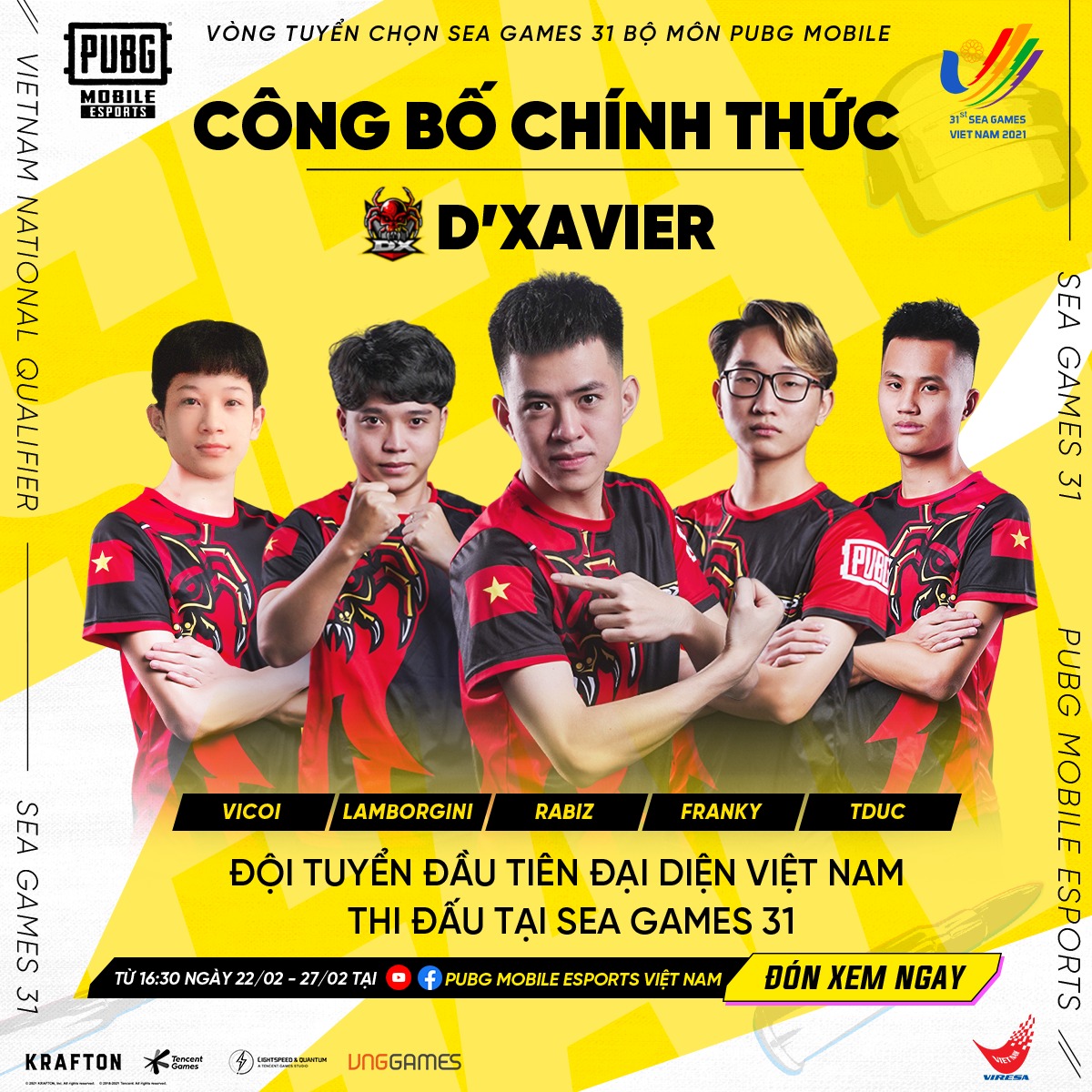 D'Xavier là đội tuyển Esports đầu tiên của bộ môn PUBG Mobile góp mặt tại SEA Games 31 - Ảnh 1.