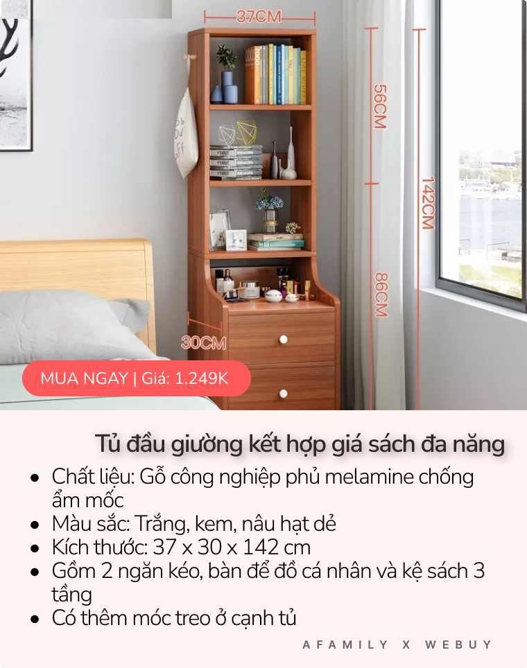 5 mẫu tủ đầu giường đã xinh chuẩn Hàn lại còn đa năng, decor phòng ngủ đẹp ngay vài chân kính - Ảnh 4.