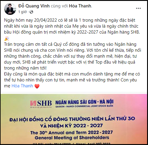 Thiếu gia Đỗ Quang Vinh xuất hiện nổi bật giữa dàn cô chú trong ngày ra mắt Hội đồng quản trị mới của Ngân hàng SHB - Ảnh 1.