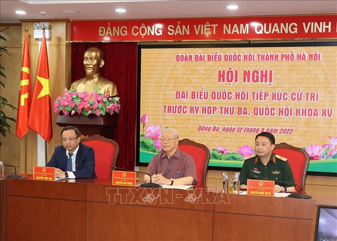 Tổng Bí thư Nguyễn Phú Trọng, Bí thư Quân ủy Trung ương tiếp xúc cử tri - Ảnh 1.