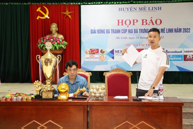 Họp báo giải Bóng đá tranh Cup Hai Bà Trưng huyện Mê Linh năm 2022 - Ảnh 2.