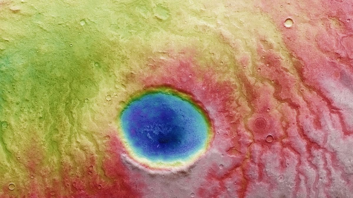 Chiêm ngưỡng miệng núi lửa có hình con mắt tuyệt đẹp vừa được phát hiện trên sao Hỏa - Ảnh 1.