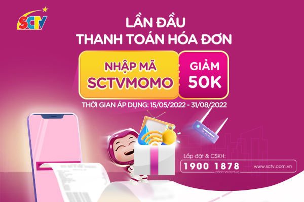 Lần đầu thanh toán hóa đơn, nhập mã SCTVMOMO giảm ngay 50K. - Ảnh 1.