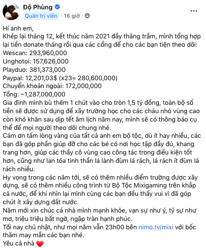 Độ Mixi - chàng streamer chăm làm từ thiện nhất làng game Việt - Ảnh 5.