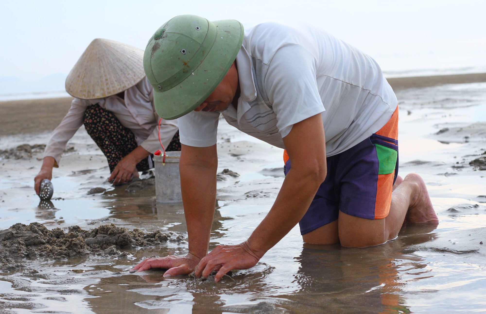 Thi nhau xới tung bãi cát tìm bắt &quot;lộc biển&quot; ở Nghệ An - Ảnh 4.