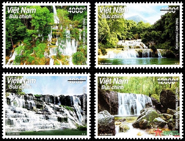 4 thác nước &quot;đẹp như tranh vẽ&quot; của Việt Nam xuất hiện trên tem bưu chính - Ảnh 1.