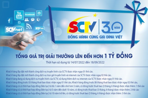 Gia hạn thời gian kết thúc chương trình khuyến mại &quot;SCTV - 30 năm đồng hành cùng gia đình Việt&quot; - Ảnh 1.