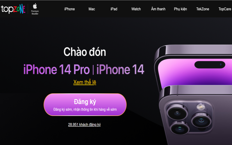 Website TopZone nóng từng giây với gần 30  ngàn lượt đăng ký mua iPhone 14 - Ảnh 1.