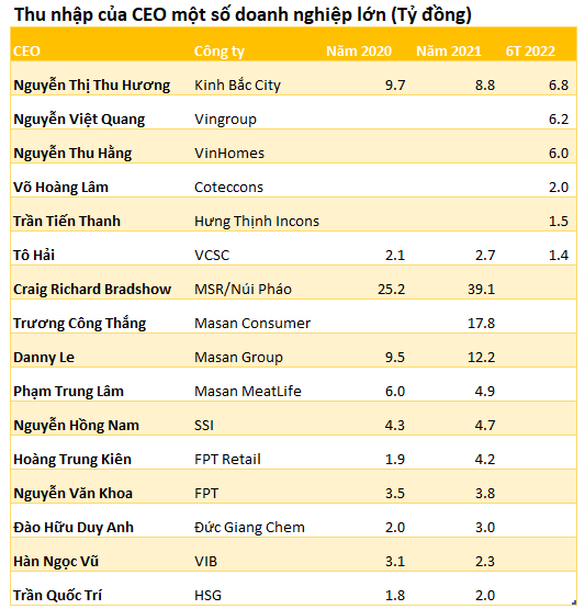 Chênh lệch lớn trong mức lương CEO của nhiều doanh nghiệp tỷ đô hàng đầu Việt Nam - Ảnh 1.