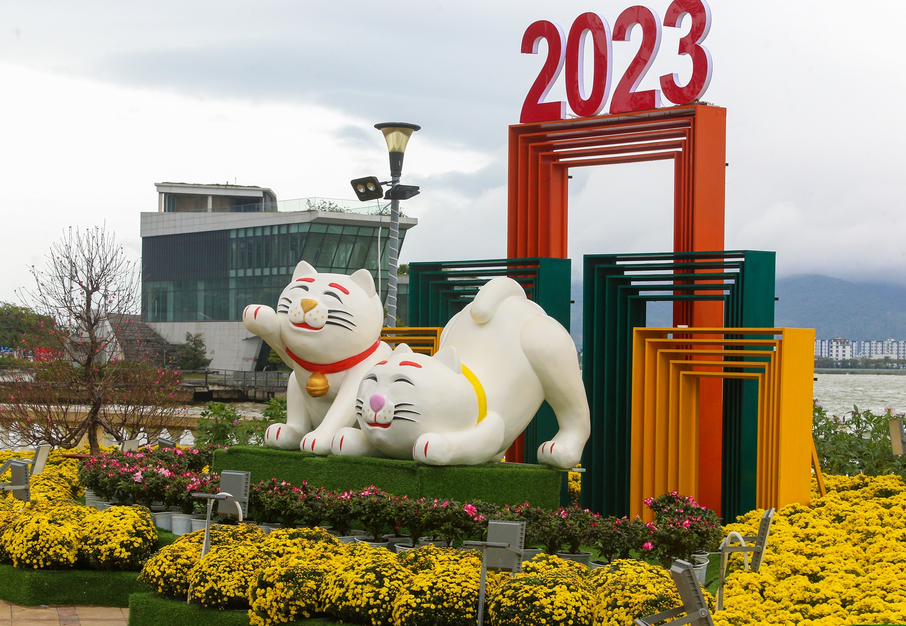 Lộ diện đàn linh vật mèo đủ sắc thái tại đường hoa Xuân Đà Nẵng - Ảnh 3.