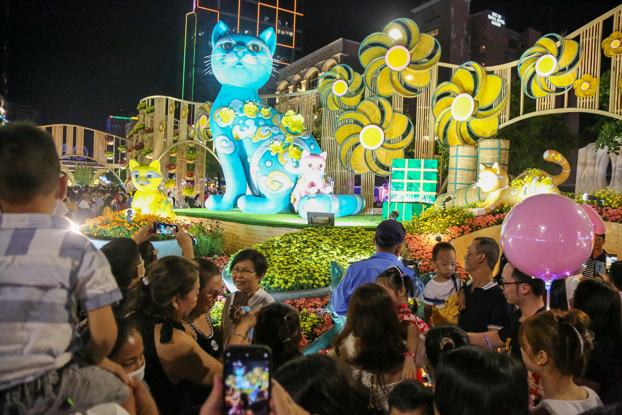 Hàng nghìn người háo hức tham quan đường hoa Nguyễn Huệ Tết Quý Mão trong đêm khai mạc  - Ảnh 1.