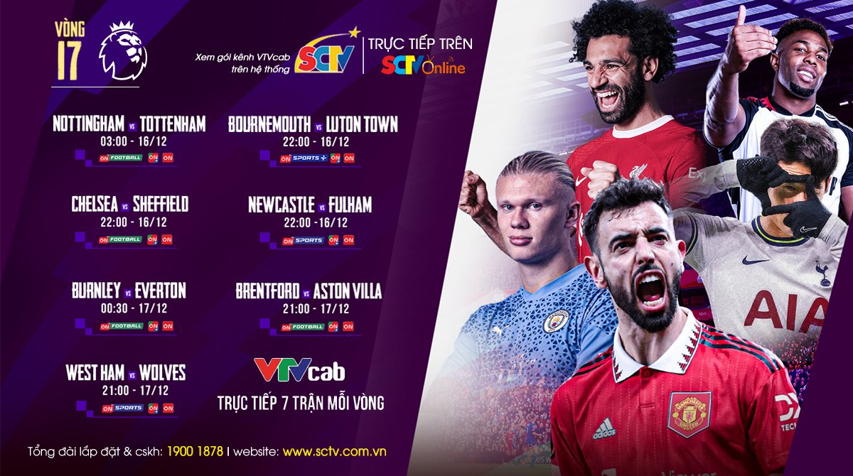 Xem Ngoại hạng Anh (7 trận/ vòng) thuộc gói kênh VTVcab trên ứng dụng SCTV Online - Ảnh 1.