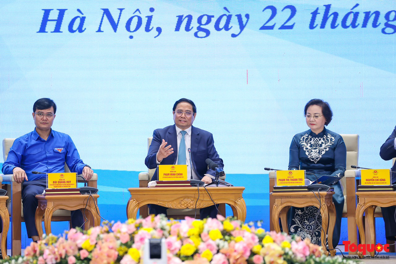 Chùm ảnh: Thủ tướng Chính phủ Phạm Minh Chính đối thoại với thanh niên Việt Nam - Ảnh 9.