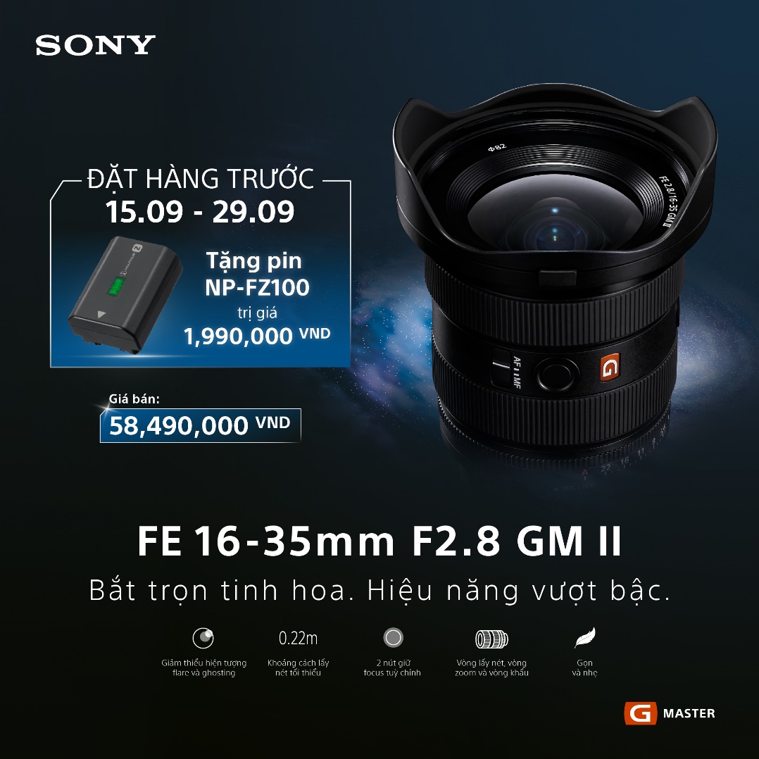 Sony ra mắt G-Master FE 16-35mm F2.8 GM II: Ống kính Zoom góc rộng nhỏ nhẹ bậc nhất thế giới kết hợp chất ảnh G Master và AF tốc độ cao tiên tiến - Ảnh 1.