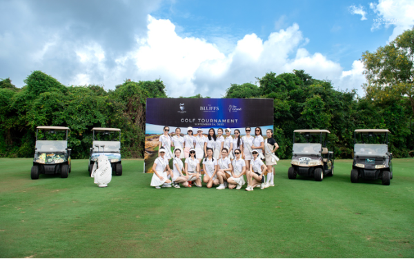 18 thí sinh Miss Universe Vietnam ấn tượng với sân golf The Bluffs Grand Ho Tram - Ảnh 1.