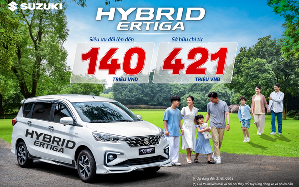 Hybrid Ertiga &quot;mở hàng&quot; năm 2024 bằng ưu đãi tốt: Giá chỉ từ 421 triệu đồng - Ảnh 1.