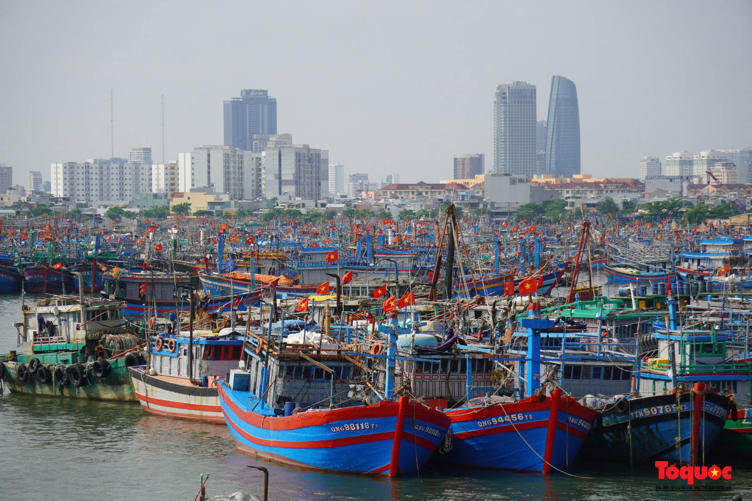 Tàu cá ngư dân miền Trung tấp nập vào bờ tránh bão Trà Mi - Ảnh 2.