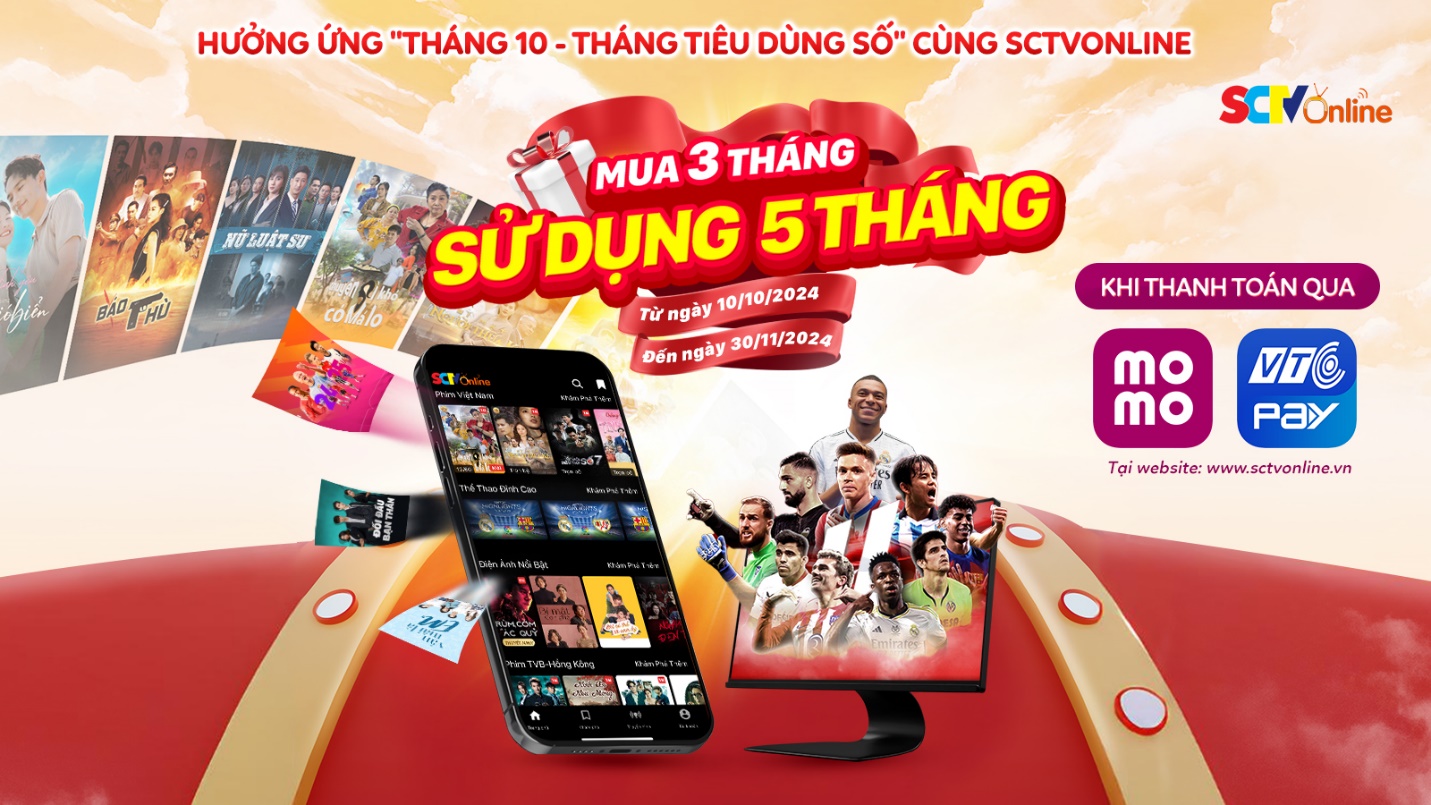 Mua 3 được 5 tại SCTVOnline khi thanh toán qua Momo và VTCPay  - Ảnh 1.