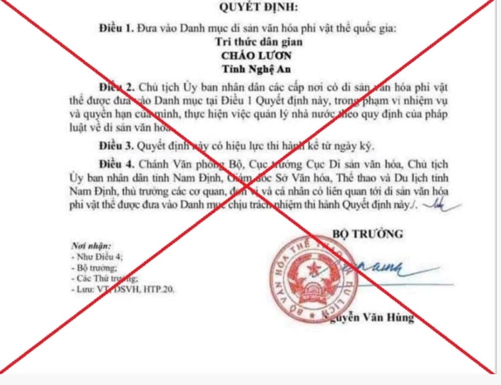 Xử lý người tung tin cháo lươn Nghệ An là di sản quốc gia - Ảnh 1. Xử lý người tung tin cháo lươn Nghệ An là di sản quốc gia - Ảnh 1.