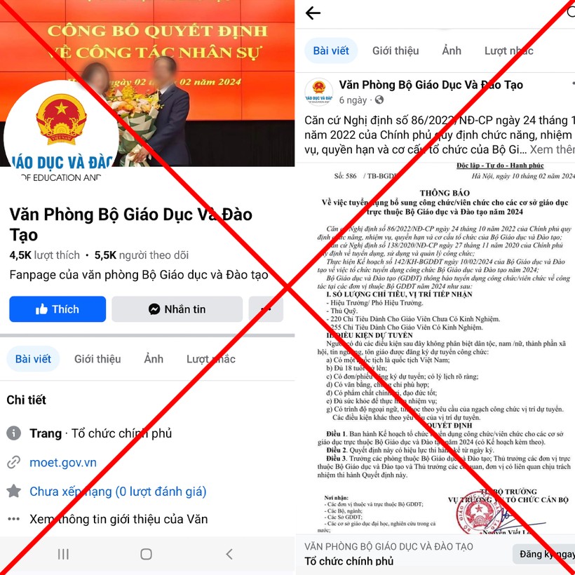 Cảnh báo: Mạo danh các đơn vị thuộc Bộ GDĐT trên zalo, facebook... để lừa đảo tuyển dụng công chức - Ảnh 1.